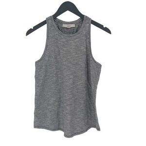 Loft Women's Cotton‎ Blend Micro Stripes Back Pleats Tank Top Gray Size Small